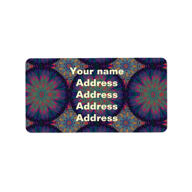Blue Fractal Mönster Adressetikett (Framsidan)