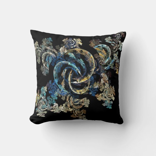 Blue Fractal Stil Cushion Kudde (Framsida)