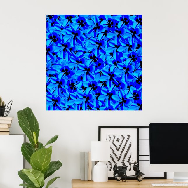 Blue Frangipani Flowers Poster (Hemmakontoret)