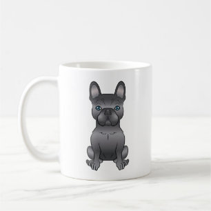 Blue Fransk Bulldog/Frenchie Cute Tecknad hund Kaffemugg