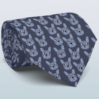 Blue Fransk Bulldog Neck Tie Slips