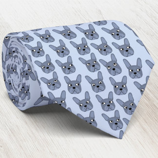 Blue Fransk Bulldog Neck Tie Slips