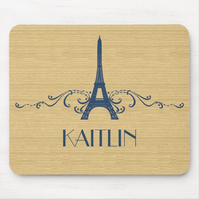 Blue Fransk Flourish Mousepad Musmatta (Framsidan)
