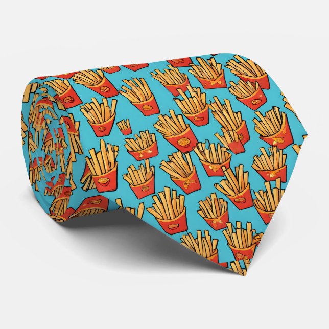 Blue Fransk Fries Neck Tie Slips (Rullad)