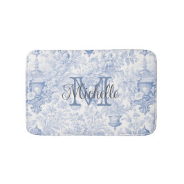 Blue Fransk Toile de Jouy Monogram Initial Namn Badrumsmatta