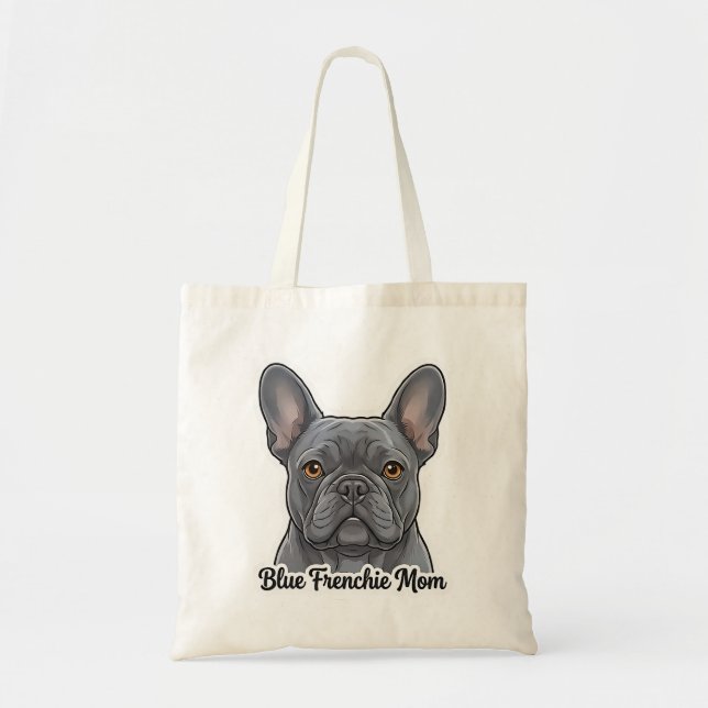 Blue French Bulldog Portrait Cute Frenchie Design Tygkasse (Framsidan)