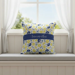 Blue French Country Lemon Pattern Name Kudde