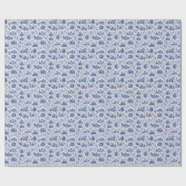 Blue French Toile Countryside Rose Branch Pattern  Presentpapper