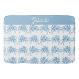 Blue French Toile Floral Pattern Name Badrumsmatta