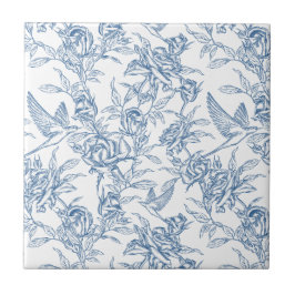 Blue French Toile Kakelplatta