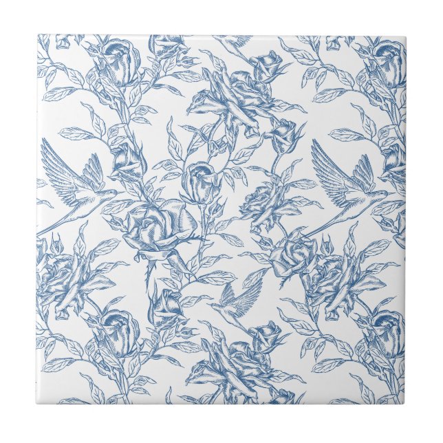 Blue French Toile Kakelplatta (Framsidan)