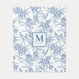 Blue French Toile Name Fleecefilt