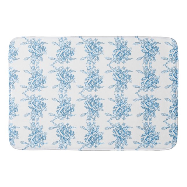 Blue French Toile Pattern Badrumsmatta (Framsidan)