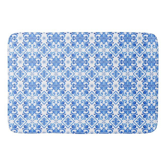 Blue French Toile Pattern Badrumsmatta (Framsidan)