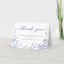 Blue French Vintage Victorian Thank you card 