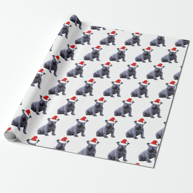 Blue Frenchie Bulldog Santa Hat Presentpapper (Utrullad)