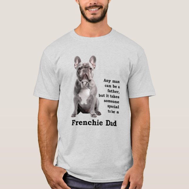 Blue Frenchie Pappa T Shirt (Framsida)