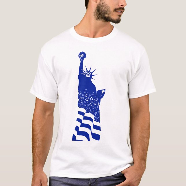 Blue Frihetsgudinnan USA American Symbol T Shirt (Framsida)