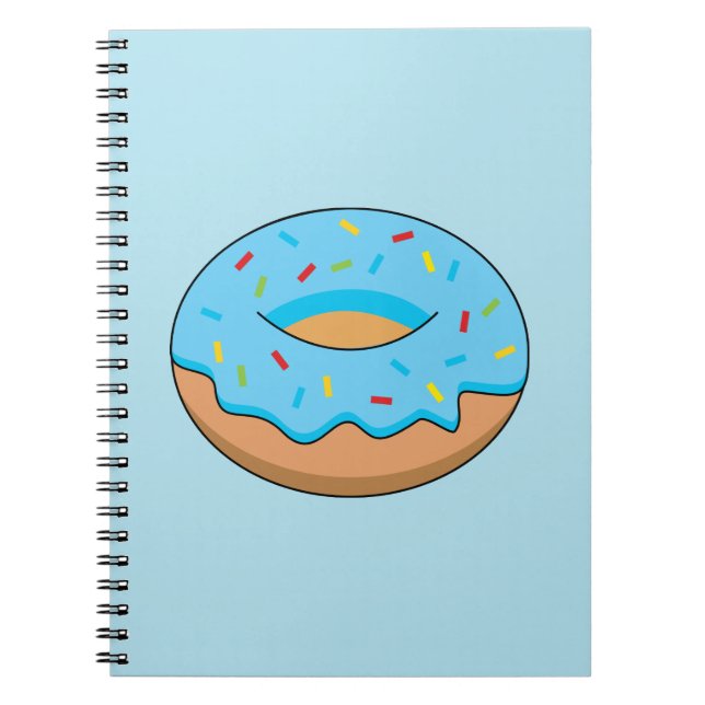 Blue Frosted Donut med Sprinkles Tecknad Anteckningsbok (Framsidan)