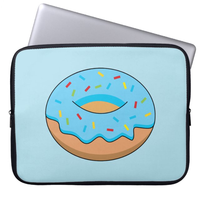 Blue Frosted Donut med Sprinkles Tecknad Laptop Fodral (Framsidan)