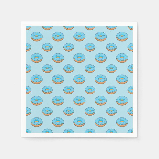 Blue Frosted Donut med Sprinkles Tecknad Pappersservett (Framsidan)