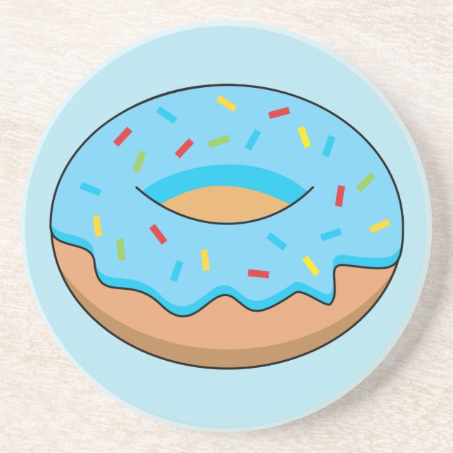 Blue Frosted Donut med Sprinkles Tecknad Underlägg (Framsidan)