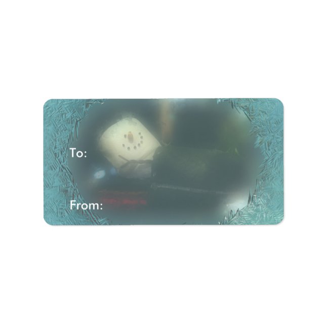 Blue Frosty S'mores Snögubbe 2 Gift Labels Adressetikett (Framsidan)