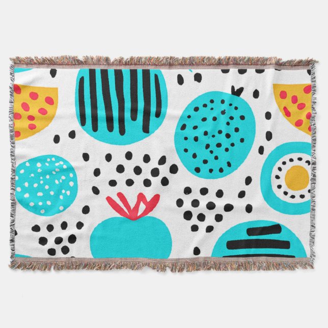 Blue Fruit Mönster Painting Art. Köp nu Filt (Framsidan)