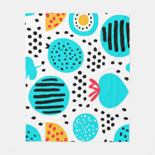 Blue Fruit Mönster Painting Art. Köp nu Fleecefilt