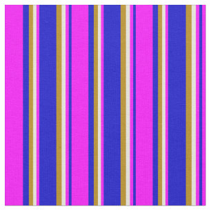 Blue, Fuchsia, Beige och Mörk Goldenrod Linjer Tyg