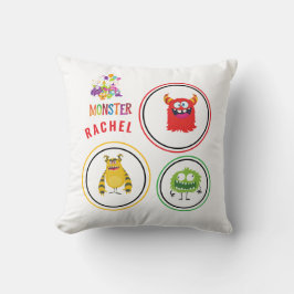 Blue FUN Monster KIDS Child Name Kudde