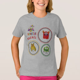 Blue FUN Monster KIDS Child Name T Shirt