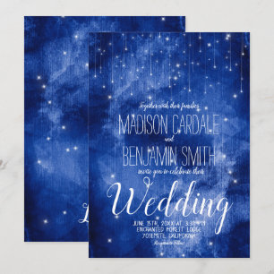 Blue Galaxy Celestial Stars Fairy Ljus Bröllop Inbjudningar
