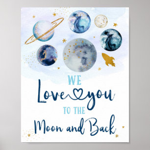 Blue Galaxy Kärlek, du till Måne och tillbaka på f Poster