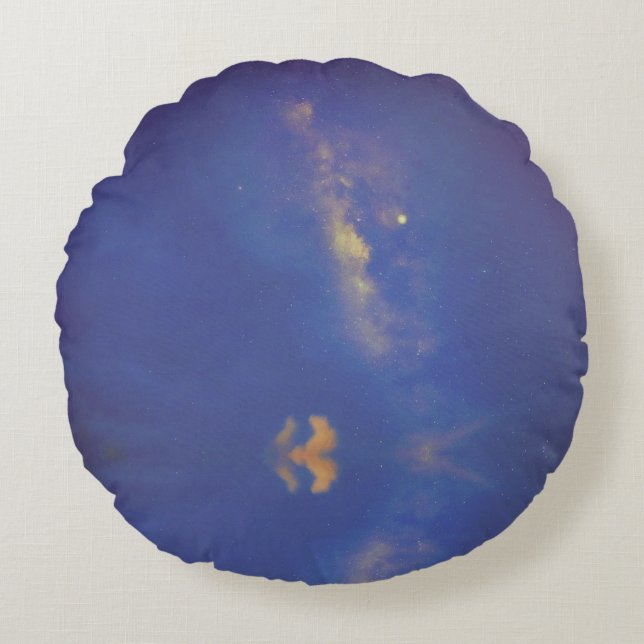 Blue Galaxy Milky Way Round Pillow Rund Kudde (Framsidan)