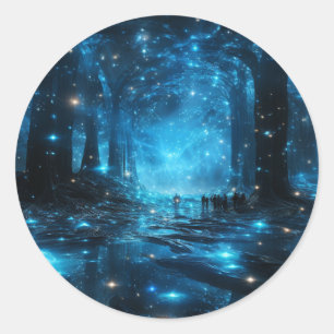 Blue Galaxy Stickers Runt Klistermärke