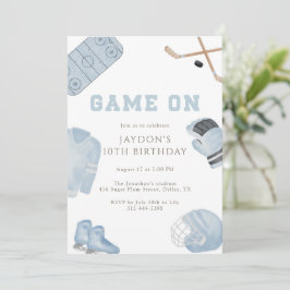 Blue Game On Hockey Birthday Party Kids Sports  Inbjudningar