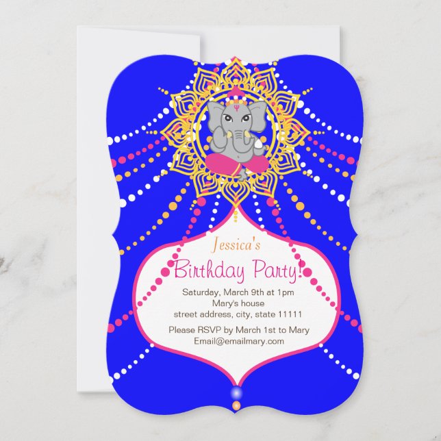 Blue Ganesh Birthday 5" x 7" inbjudningskort- Inbjudningar (Framsida)