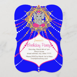 Blue Ganesh Birthday 5" x 7" inbjudningskort- Inbjudningar