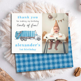 Blue Garbage Trash Truck 1st Birthday Photo  Tack Kort