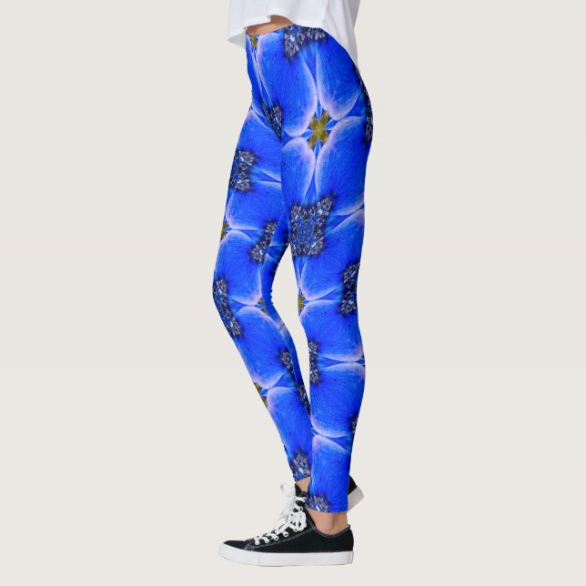 Blue Garden Anemone Mönster Leggings (Vänster)