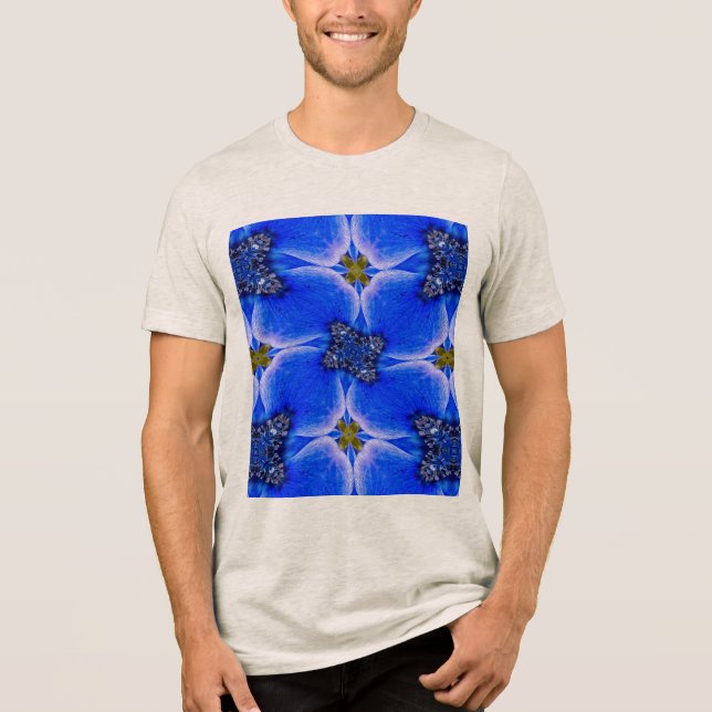 Blue Garden Anemone Mönster T Shirt (Framsida)