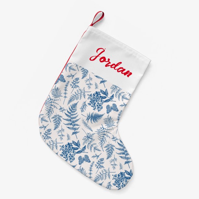 Blue Garden Butterfly & Floral Garden Pattern Liten Julstrumpa (Framsidan (Hängande))
