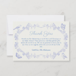 Blue Garden Chinoiserie Baby Shower - tack för dit Kort
