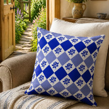 Blue Garden | Diamant Mönster Dekorativ kudde