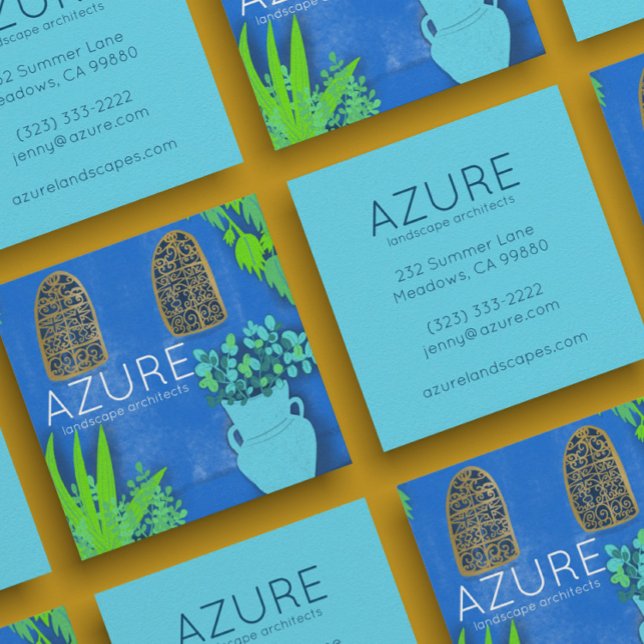 Blue Garden Florist Landscaper Architect Fyrkantigt Visitkort (Skapare uppladdad)
