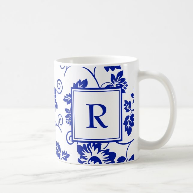 Blue Garden Mönster Monogram-kaffe Mugg (Höger)