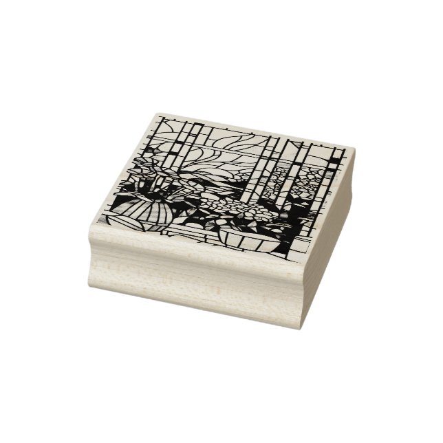 Blue Garden Stained Glass  Stämpel (Stämpel)