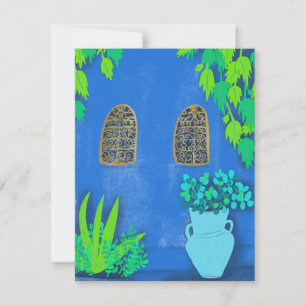 Blue Garden Wall Exotic Secret Jardin Majorelle Kort