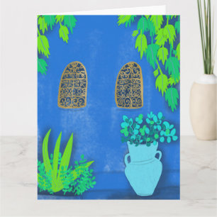 Blue Garden Wall Majorelle Jardin Marocko Kort